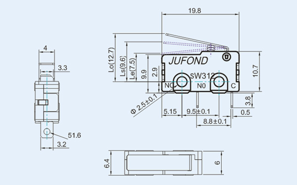 SW312系列微動開關08-1尺寸圖